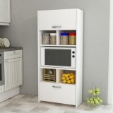 Cumpara ieftin Dulap Bucatarie cu loc de Microunde si Rafturi, Alb, 65 X 180 X 35 Cm