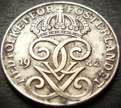 Moneda istorica 2 ORE - SUEDIA, anul 1942 * cod 4371 foto