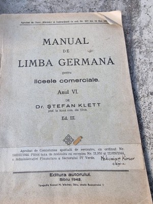 Stefan Klett - Manual de limba Germana pentru Liceele comerciale Anul VI foto