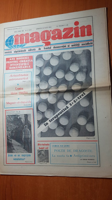 ziarul magazin 30 iulie 1983- poezie de adrian paunescu si art. cheile turzii