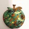 Farfurie mica de alama cu email, forma de mar, vintage, veche, Mid-Century