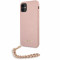 Husa Piele Guess Saffiano Gold Chain pentru Apple iPhone 11, Roz GUHCN61SASGPI