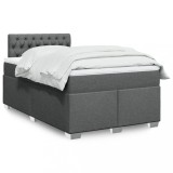 VidaXL Pat box spring cu saltea, gri &icirc;nchis, 120x200 cm, textil 3285863