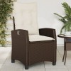 Scaun Gradina Rabatabil vidaXL, Poliratan Maro, cu Perne Crem, Reglabil, Confortabil, Cadru Otel, 57x66x93 cm
