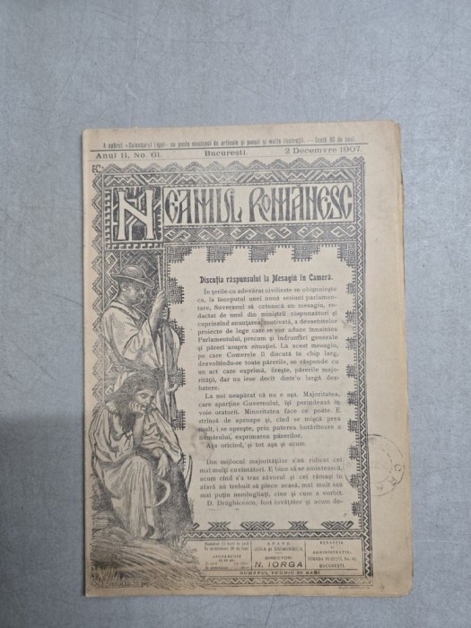 Neamul Rom&acirc;nesc nr. 61/2.12.1907 - N. Iorga