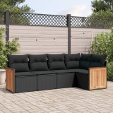 VidaXL Set mobilier de grădină cu perne, 5 piese, negru, poliratan