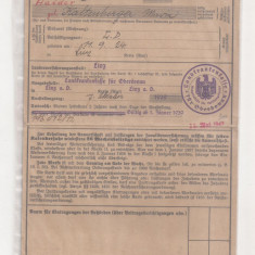 Asigurare de invaliditate , chitanta . Austria - Linz anul 1939