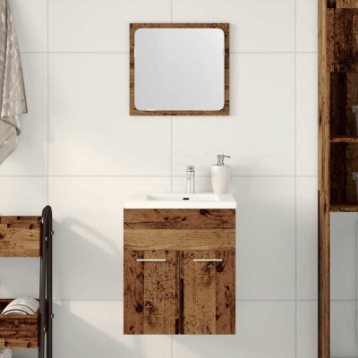 Set mobilier de baie, 2 piese, lemn vechi, lemn prelucrat foto