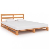 Cumpara ieftin Cadru de pat din paleți, maro, 200x200 cm, lemn masiv de pin
