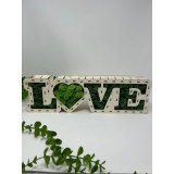 Decor cu licheni ,cu textul LOVE