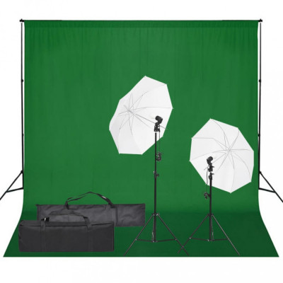 vidaXL Kit studio foto cu set de lumină și fundal foto