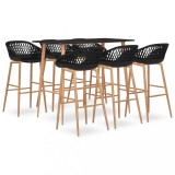 Cumpara ieftin Set mobilier de bar, 7 piese, negru