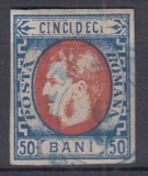 ROMANIA 1869 LP 29 b REGELE CAROL I CU FAVORITI VALOAREA 50 BANI STAMPILAT