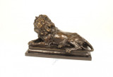 Leu sezand - statueta din bronz colorat pe soclu din marmura YY-15, Animale