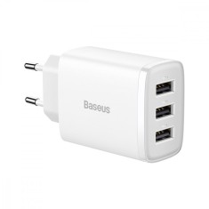 Incarcator de priza 3 x USB Baseus, 17W, alb, CCXJ020102 foto