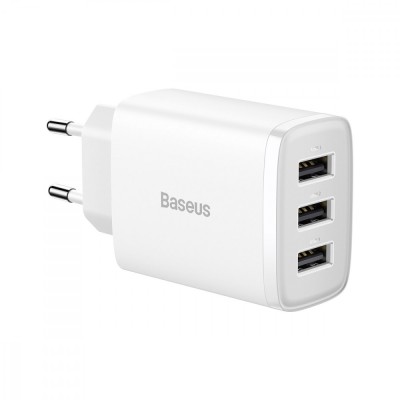 Incarcator de priza 3 x USB Baseus, 17W, alb, CCXJ020102 foto
