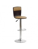 Scaun de bar HM H7, Placaj curbat, Piele ecologica, Inaltime ajustabila, Rotativ, 90 kg, Wenge