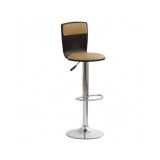 Scaun de bar HM H7, Placaj curbat, Piele ecologica, Inaltime ajustabila, Rotativ, 90 kg, Wenge