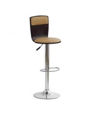 Scaun de bar HM H7, Placaj curbat, Piele ecologica, Inaltime ajustabila, Rotativ, 90 kg, Wenge