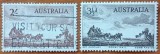 "COLONII-BRITAN.-"AUSTRALIA-1955- "Comemorare diligentei postale-Cobb and go'' serie 2v-=6e- culoare=brun."stamp-Vezi-Scan