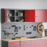 Set dulap unelte &amp; panou c&acirc;rlige de perete, 6 piese roșu metal