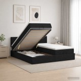 Cumpara ieftin Pat Ottoman cu Saltea si LED Negru 200 x 200 cm Tesatura