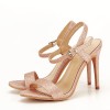 Sandale champagne cu toc inalt Mia 131, 40, Auriu