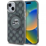Husa MagSafe pentru Apple iPhone 15 Plus, Karl Lagerfeld, IML Monogram Karl &amp; Choupette&#039;s Heads, Neagra