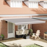 VidaXL Marchiză retractabilă automată gri deschis 450x300 cm, Material de &icirc;nlocuire pentru marchiză vidaXL pentru cadru de 4.5x3 m gri deschis