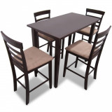 Set masă și 4 scaune de bar din lemn, alb, vidaXL