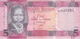 Bancnota Sudanul de Sud 5 Pounds 2015 - P11 UNC