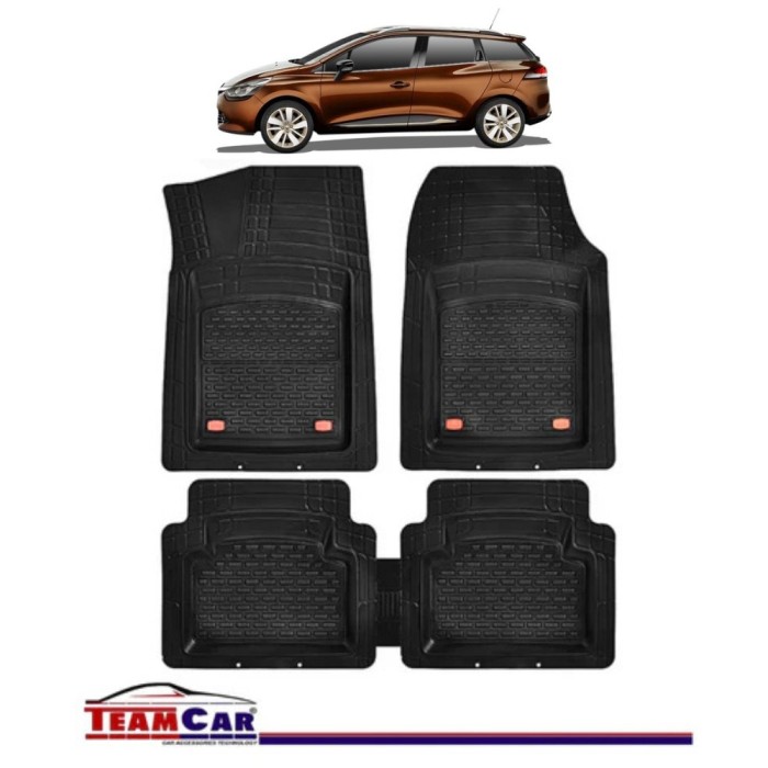 Covorase Auto TeamCar&reg; Tip Tavita Compatibile Renault Clio IV Estate (2012-2019) Negru Material Rezistent