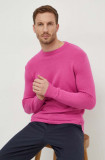 Cumpara ieftin United Colors of Benetton pulover din amestec de lana barbati, culoarea roz, light