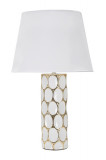 Cumpara ieftin Lampa de masa, Glam Carv, Mauro Ferretti, 1 x E27, 40W, &Oslash;34.5 x 56 cm, ceramica/fier/textil, alb/auriu