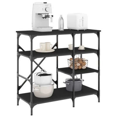 vidaXL Raft pentru brutărie negru 90x40x84 cm lemn și metal prelucrat 845421 foto