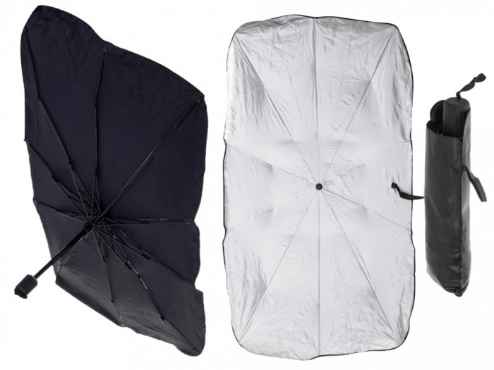 Parasolar Auto tip umbrela pentru parbriz, dimensiune 78 x 130 cm, culoare neagra AVX-KX5286