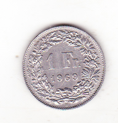 bnk mnd Elvetia 1 franc 1969 B foto