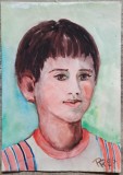 Portret de copil// acuarela Rodica Raileanu 1986, Portrete, Cerneala, Altul