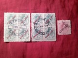 2 Blocuri de 4 valori + 1 Timbru 1919 Cap Jubi supratipr pe timbre Spania Rege Alfons XIII ,5c , 30c si 40c stampila centrala