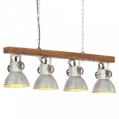 Lampa suspendata industriala, argintiu, lemn de mango, E27 GartenMobel Dekor
