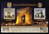 Cumpara ieftin ✅RO 2011 LP 1918a &quot;20 ani relatii dipl. Romania-Moldova &quot; , colita 516 ,MNH, Organizatii internationale, Nestampilat
