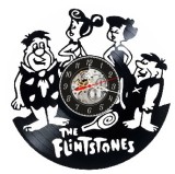 Ceas de Perete Decorativ Disc Vinil The Flintstones Familia Flintstone Negru 30 cm Mecanism Quartz Silentios
