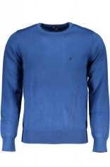 Pulover barbati cu logo si croiala Slim fit albastru, 3XL
