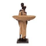 Statueta African Couple, Rasina, Negru, 37 cm ComfortTravel Luggage