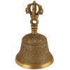 Clopot tibetan cu dublu dorje, pentru energizare si curatare locuinta, metal vintage 14,5 cm