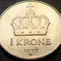 Moneda 1 COROANA / KRONE - NORVEGIA, anul 1977 * cod 3665