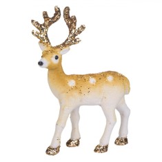 Decorațiune de Crăciun, Cerb Catifelat, Glitter, Bej, 22cm