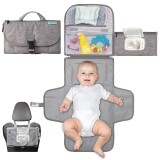 Geanta Multifunctionala, Tip Aleza de Schimbat Scutece, Impermeabila, Panza Oxford, cu Buzunare, 30 x 20 cm, Gri