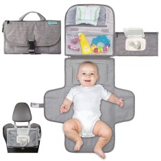 Geanta Multifunctionala, Tip Aleza de Schimbat Scutece, Impermeabila, Panza Oxford, cu Buzunare, 30 x 20 cm, Gri