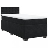 Cumpara ieftin Pat box spring cu saltea, negru, 90x190 cm, catifea
